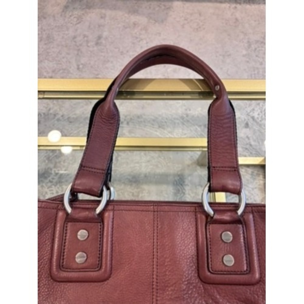 B Makowsky Vintage Cognac Brown Pebbled Leather Shoulder Bag Tote Silver - Picture 14 of 16